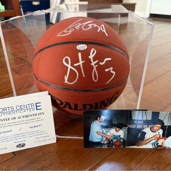 NBA signed basketball by Yao Ming and Steven Francis Houston Rockets